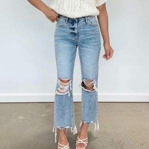 Vervet Vintage Wash Cropped Straight Denim Jeans